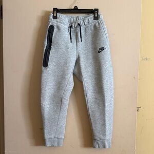 Nike Light Gray Kids Fleece Joggers with Black Accents